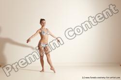 Swimsuit Gymnastic poses Woman White Moving poses Slim long brown Dynamic poses Academic